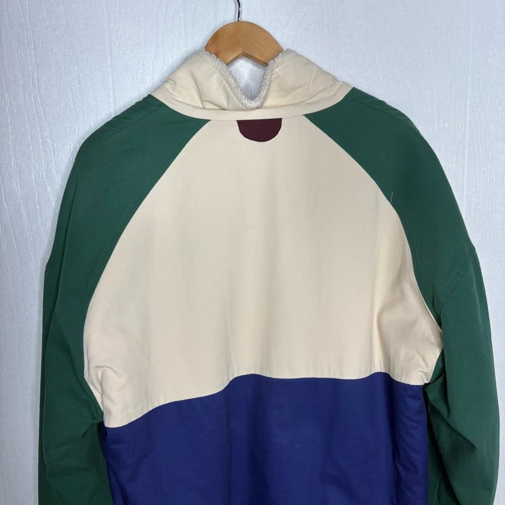 Zara Men’s color block faux shearling lined jacket size large
